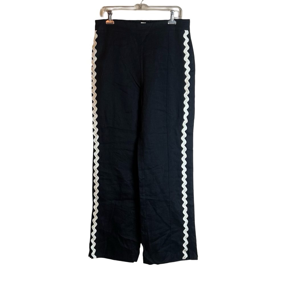 NWT! Jigsaw black linen ric rac trouser. Size 8‎